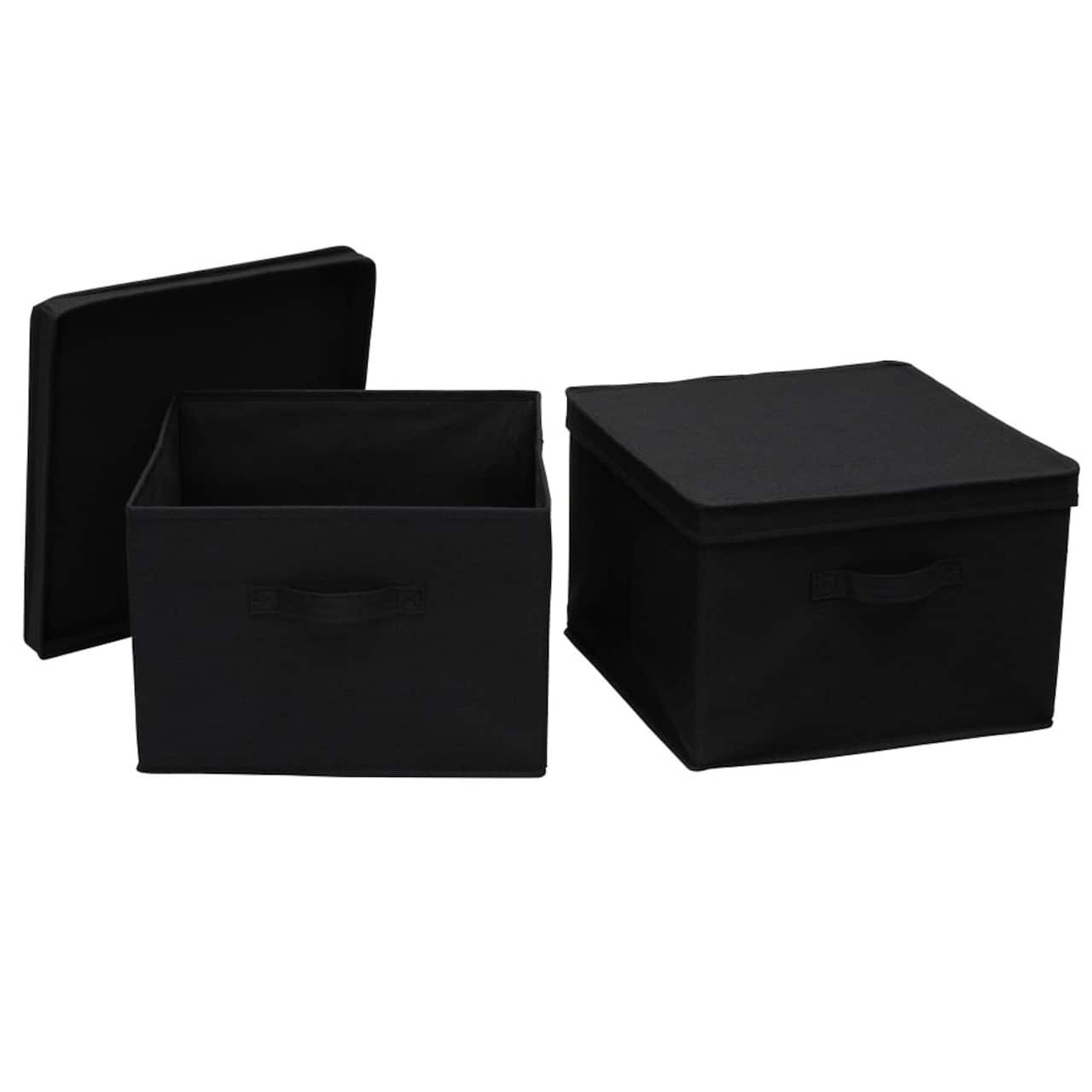Household Essentials Canvas Storage Boxes with Lids, 2ct.